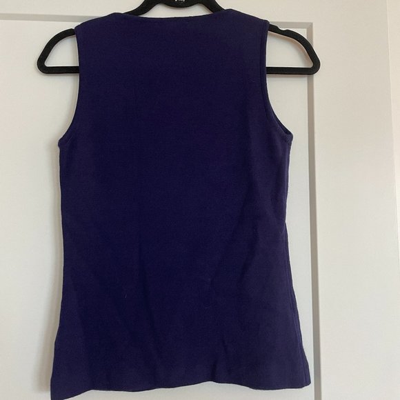 St. John Knit Scoop Neck Top, Blue (Indigo), size P - Picture 2 of 3